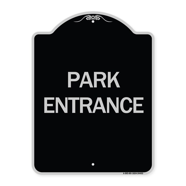 Designer Series Park Entrance, Black & Silver Heavy-Gauge Aluminum Sign, 24" x 18", BS-1824-24453